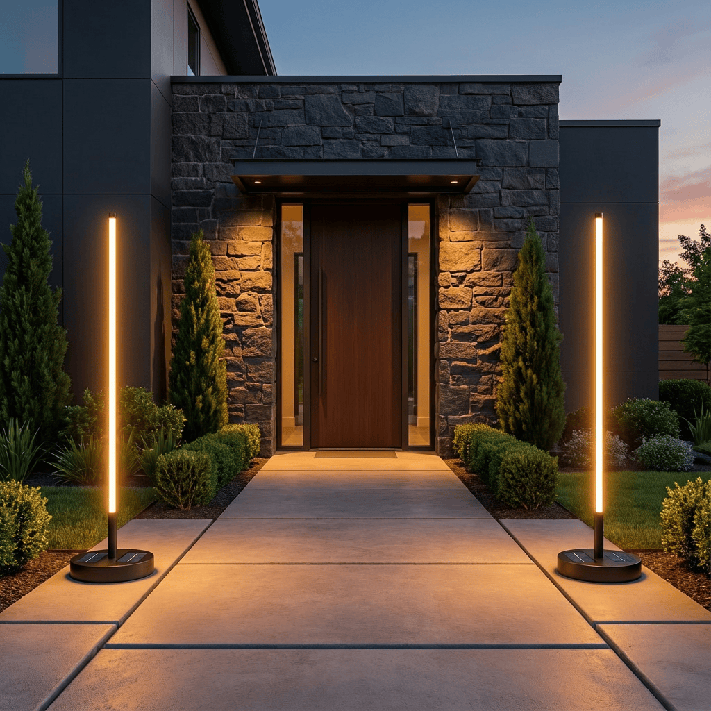 Modern Outdoor Floor Lamp with Wireless Charging for Patios and Gardens