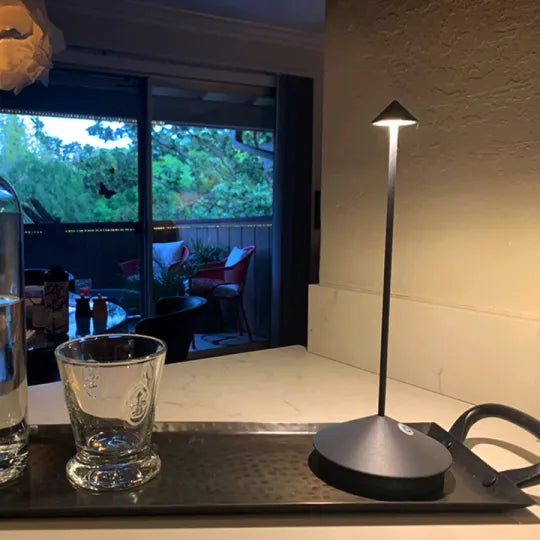 Modern Cordless LED Table Lamp with Dimmable Rechargeable Lighting for Indoor and Outdoor Use