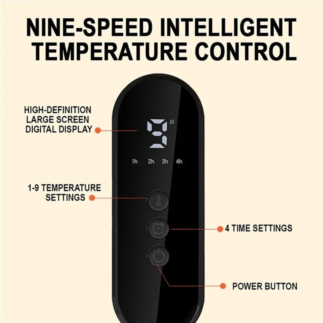 Soft Heating Pad with Nine Adjustable Heat Levels and Auto Timer for Muscle Relief
