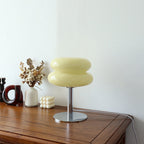 Modern Glass Table Lamp with Chrome Base for Bedroom and Living Room
