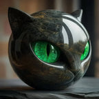 Cat Head Sculpture with Hypnotic Eyes for Home Décor