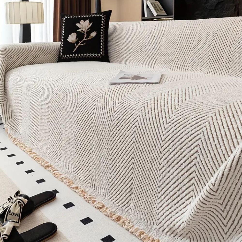 Herringbone Sofa Cover with Anti-Slip Design for Living Room Protection