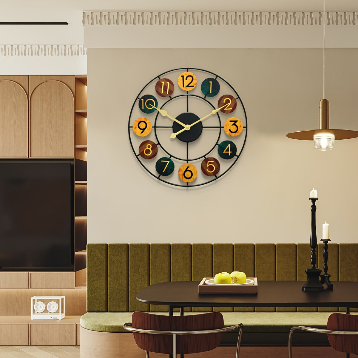 Retro Metal Wall Clock with Silent Quartz Movement for Home and Café Décor