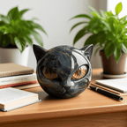 Cat Head Sculpture with Hypnotic Eyes for Home Décor