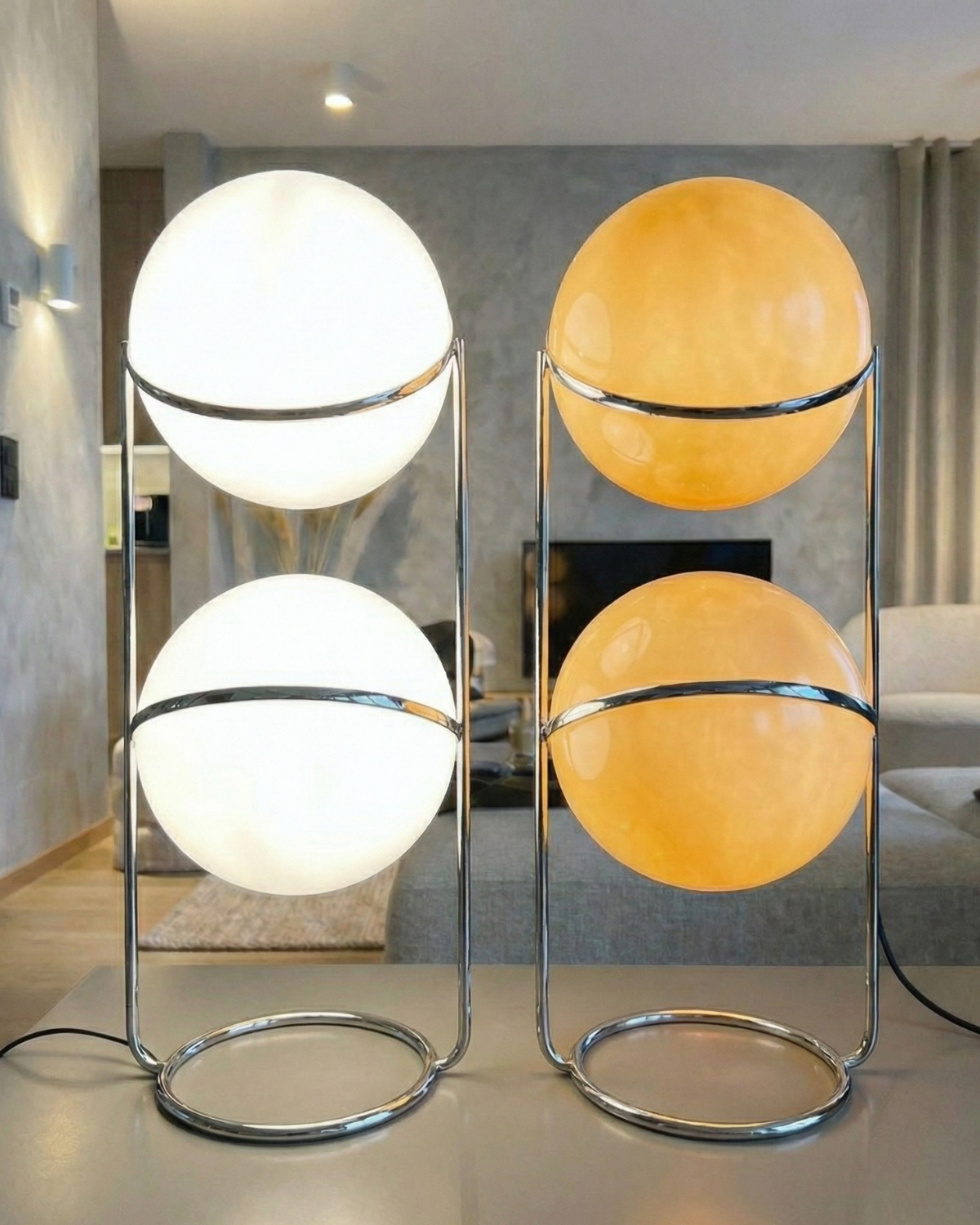 Contemporary Floor Lamp with Chrome and Acrylic Design for Living Room and Bedroom