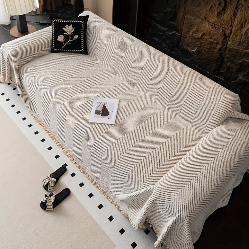 Herringbone Sofa Cover with Anti-Slip Design for Living Room Protection