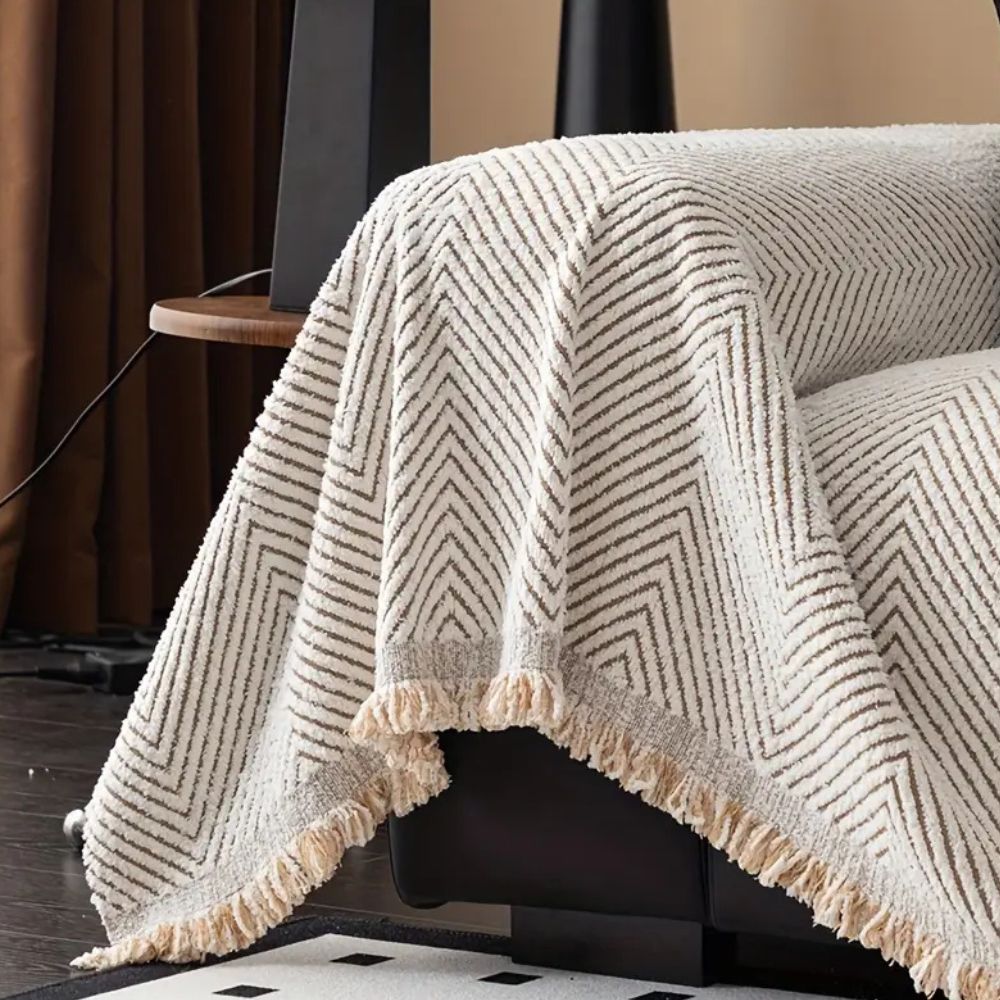 Herringbone Sofa Cover with Anti-Slip Design for Living Room Protection