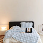 Plush Faux Fur Throw Blanket for Bed and Sofa with Textured Bubble Design and Machine Washable Finish