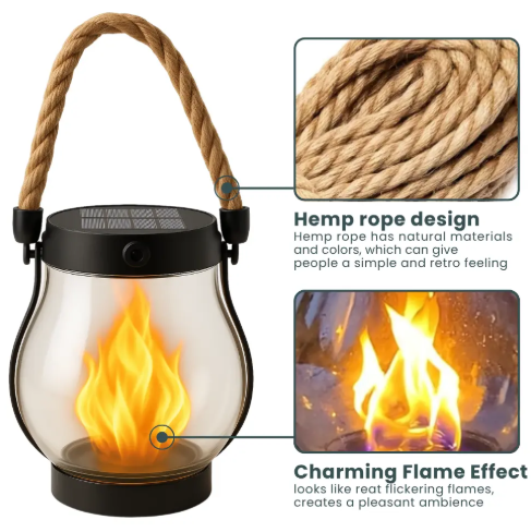 USB Rechargeable Rope Lantern with Light-Sensing Function for Outdoor and Indoor Use