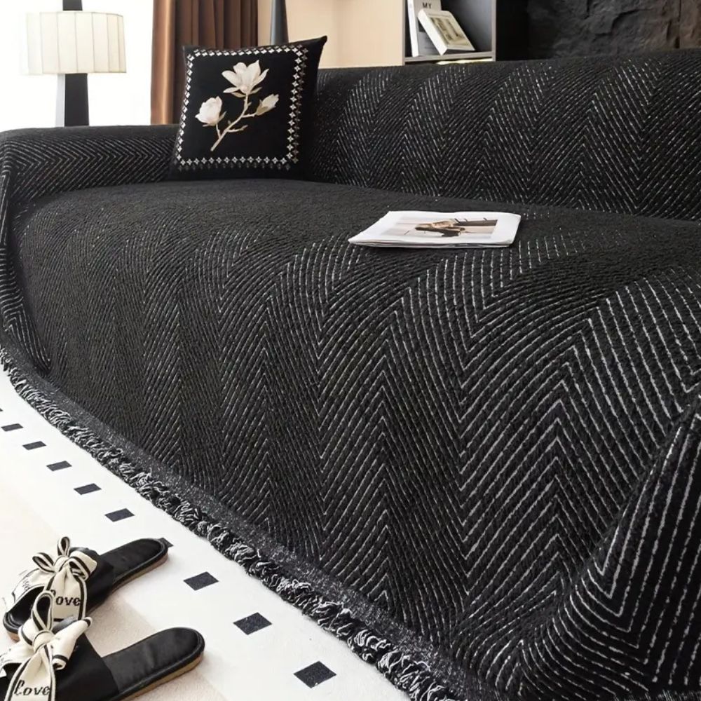 Herringbone Sofa Cover with Anti-Slip Design for Living Room Protection