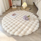 Round Bubble Rug for Living Room and Bedroom - Soft Fluffy Fleece Carpet
