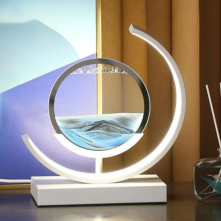 LED Table Lamp with 360° Rotating Sand Art for Bedroom and Living Room