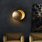 Modern LED Wall Sconce with Moon-Inspired Halo Light for Bedroom, Hallway and Living Room