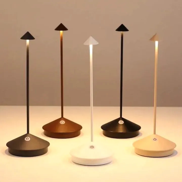 Modern Cordless LED Table Lamp with Dimmable Rechargeable Lighting for Indoor and Outdoor Use