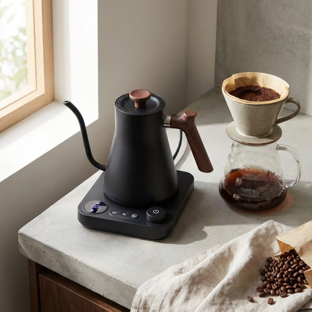 Gooseneck Electric Kettle with Precision Temperature Control for Coffee and Tea