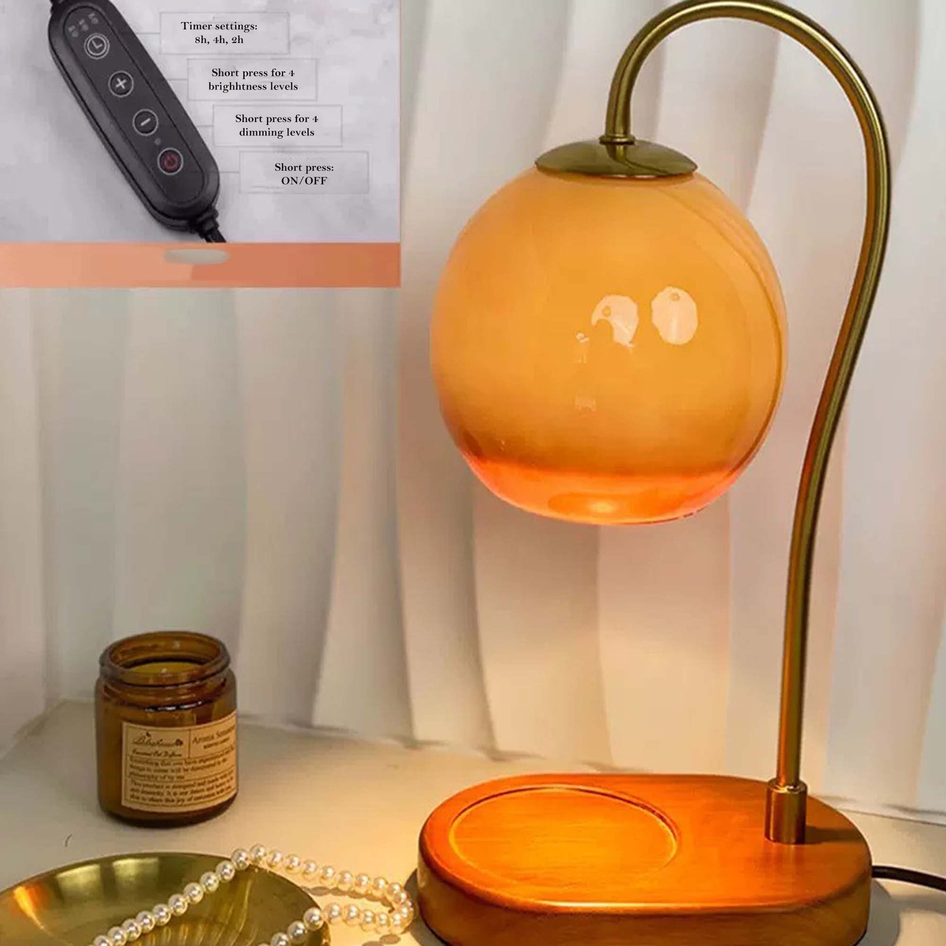 Flameless Candle Warmer Table Lamp with Adjustable Brightness for Safe Home Fragrance