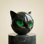 Cat Head Sculpture with Hypnotic Eyes for Home Décor