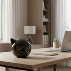 Cat Head Sculpture with Hypnotic Eyes for Home Décor