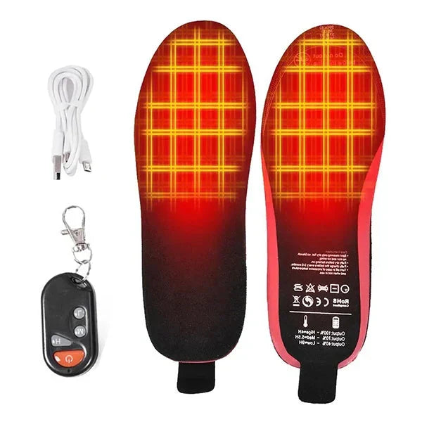 Wireless Heated Shoe Insoles with Remote Control and Adjustable Temperature Settings