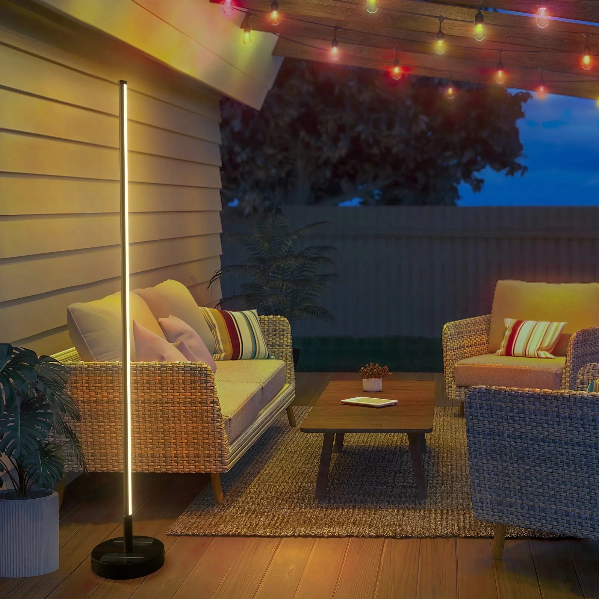 Modern Outdoor Floor Lamp with Wireless Charging for Patios and Gardens