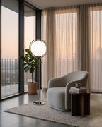 Contemporary Floor Lamp with Chrome and Acrylic Design for Living Room and Bedroom