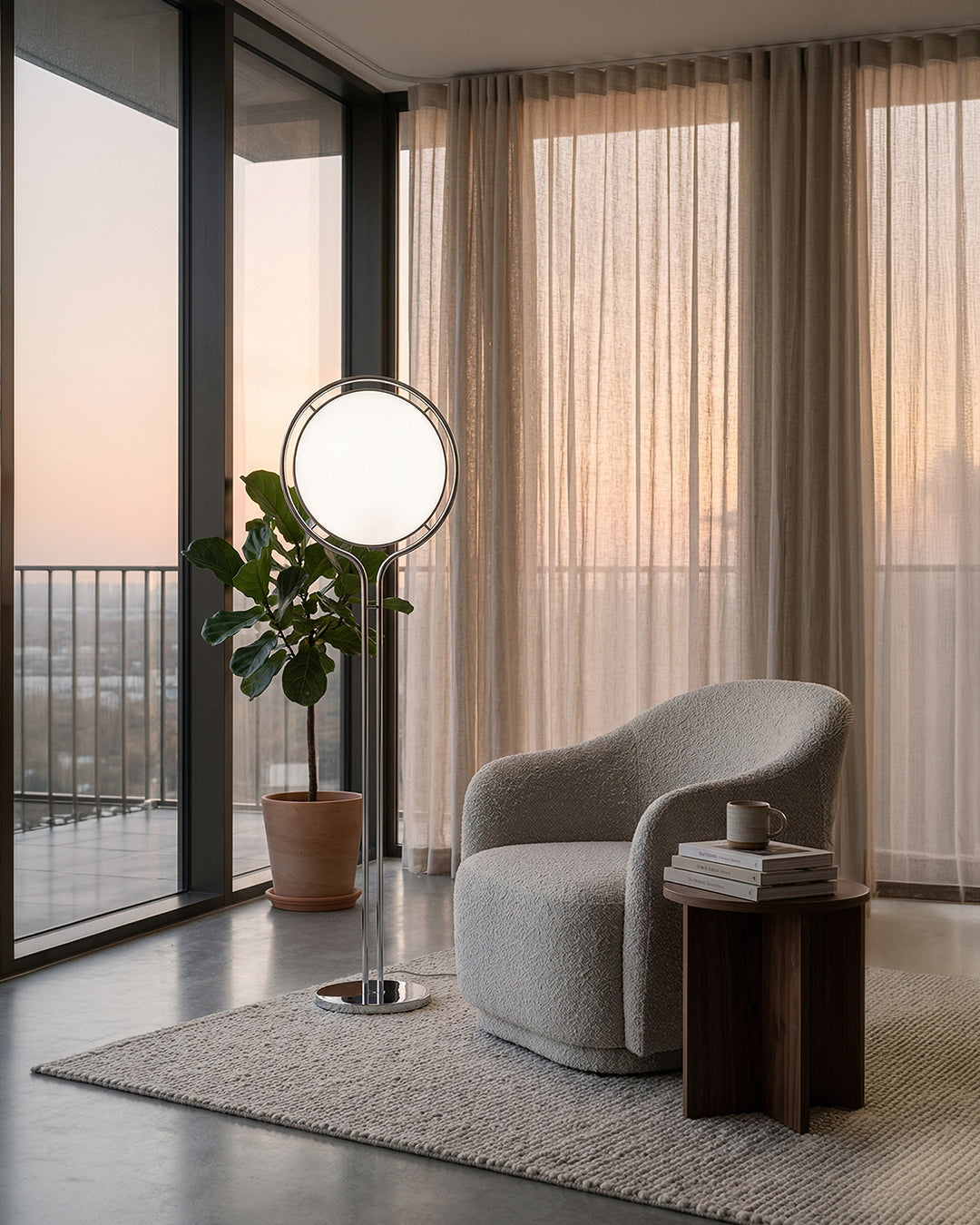 Contemporary Floor Lamp with Chrome and Acrylic Design for Living Room and Bedroom