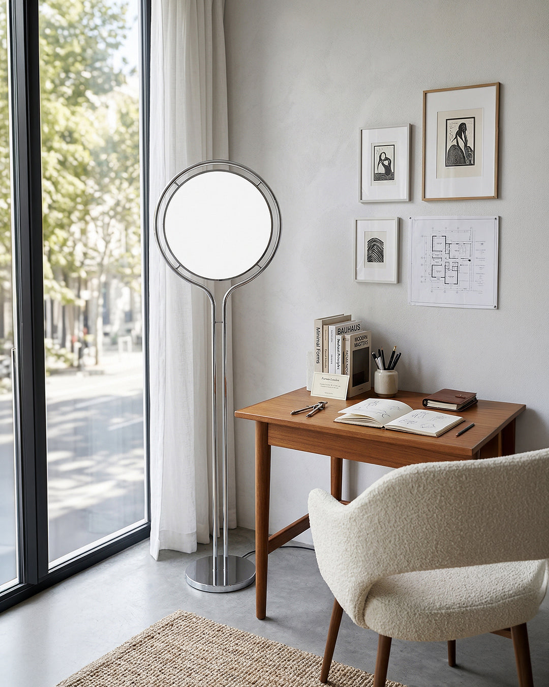 Contemporary Floor Lamp with Chrome and Acrylic Design for Living Room and Bedroom