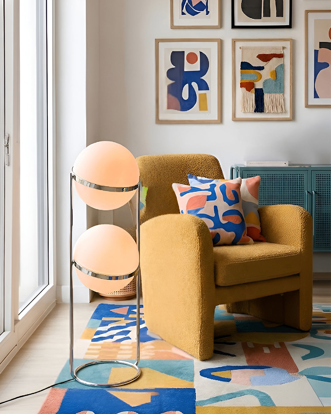 Contemporary Floor Lamp with Chrome and Acrylic Design for Living Room and Bedroom