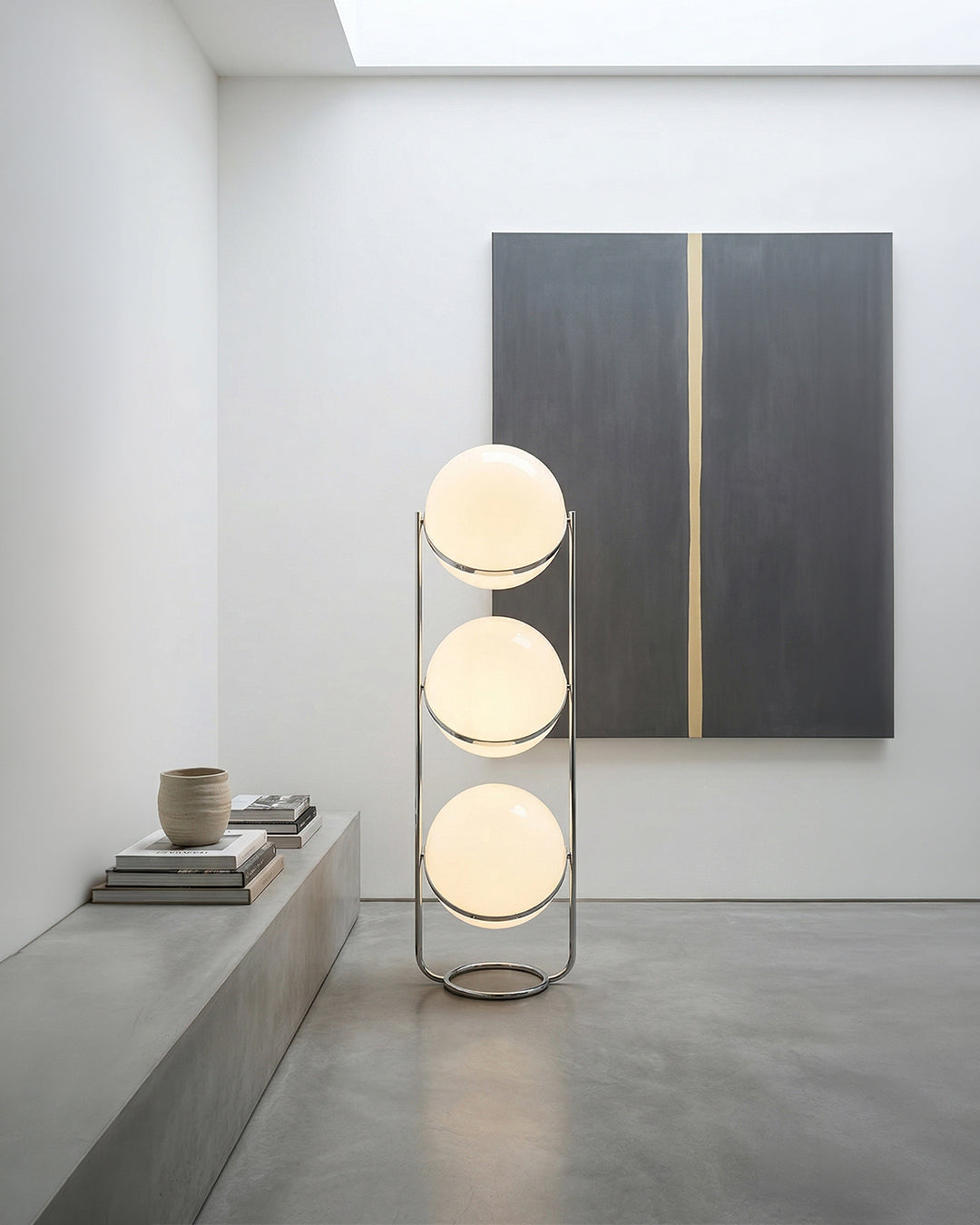 Contemporary Floor Lamp with Chrome and Acrylic Design for Living Room and Bedroom