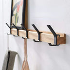 Wall-Mounted Coat Rack with Adjustable Double Hooks for Hallway and Entryway