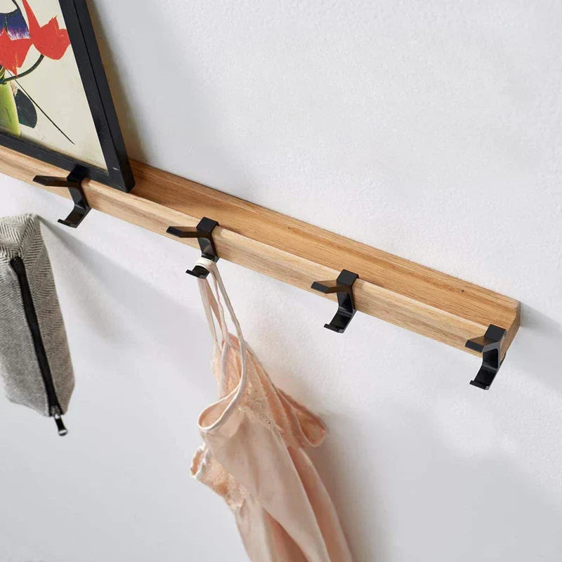 Wall-Mounted Coat Rack with Adjustable Double Hooks for Hallway and Entryway