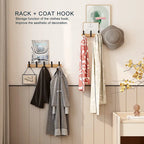 Wall-Mounted Coat Rack with Adjustable Double Hooks for Hallway and Entryway