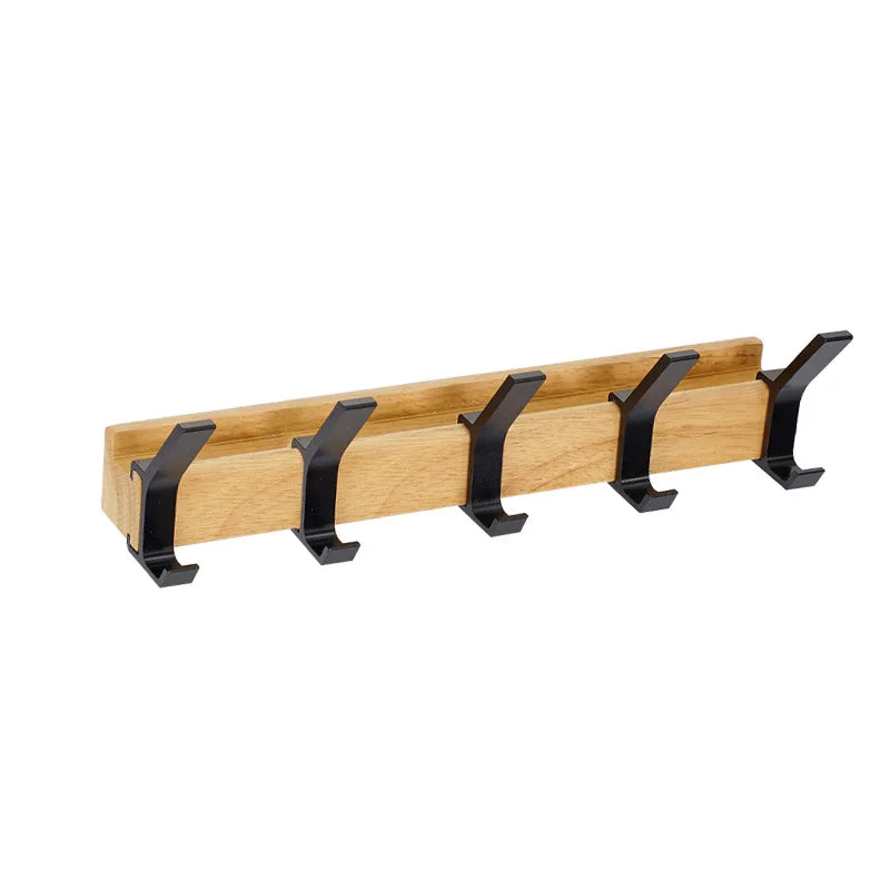 Wall-Mounted Coat Rack with Adjustable Double Hooks for Hallway and Entryway