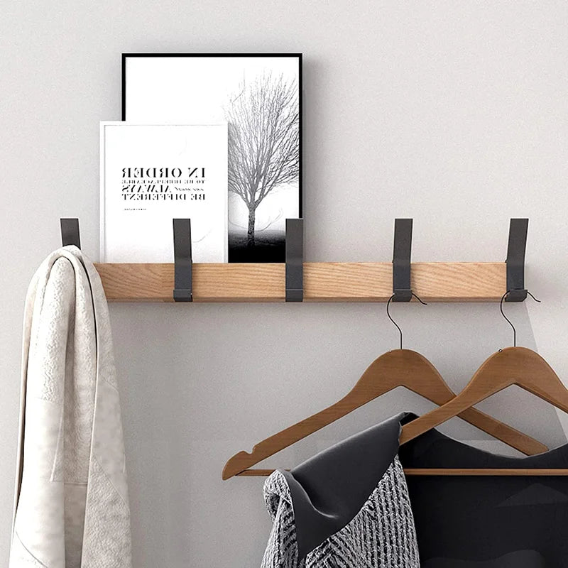 Wall-Mounted Coat Rack with Adjustable Double Hooks for Hallway and Entryway