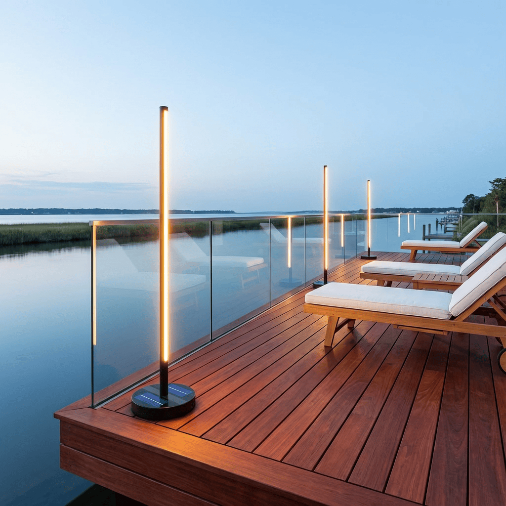 Modern Outdoor Floor Lamp with Wireless Charging for Patios and Gardens