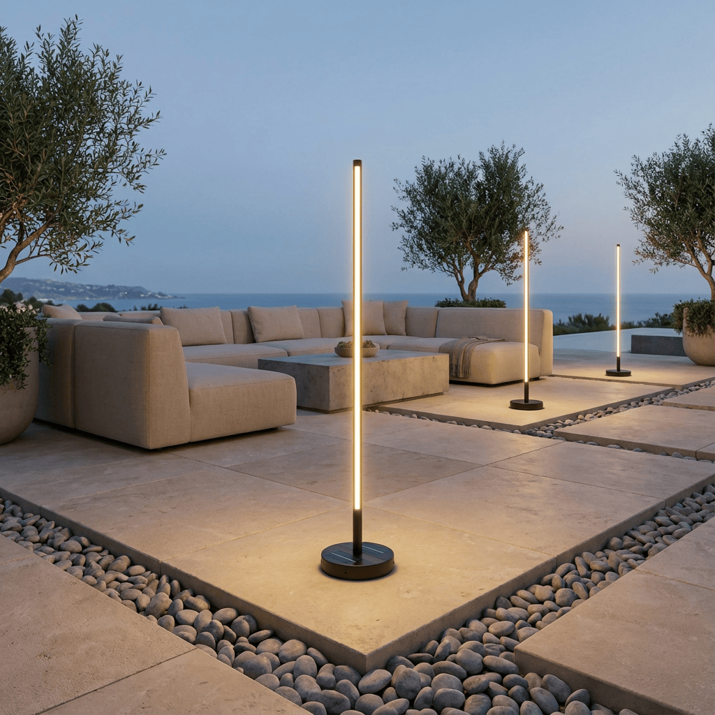 Modern Outdoor Floor Lamp with Wireless Charging for Patios and Gardens