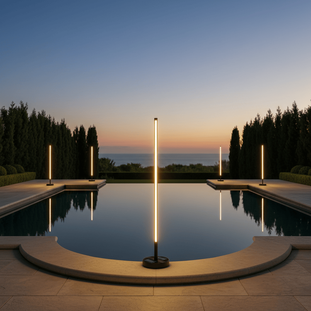 Modern Outdoor Floor Lamp with Wireless Charging for Patios and Gardens