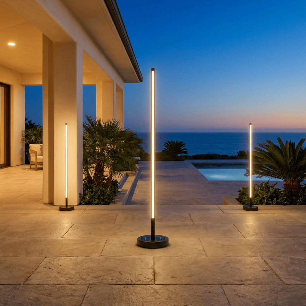 Modern Outdoor Floor Lamp with Wireless Charging for Patios and Gardens