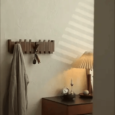 Wooden Coat Rack with Piano Key Design for Entryway and Hallway Storage