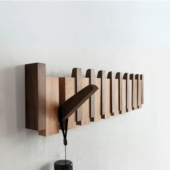 Wooden Coat Rack with Piano Key Design for Entryway and Hallway Storage