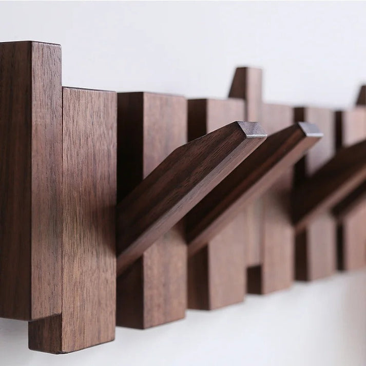Wooden Coat Rack with Piano Key Design for Entryway and Hallway Storage