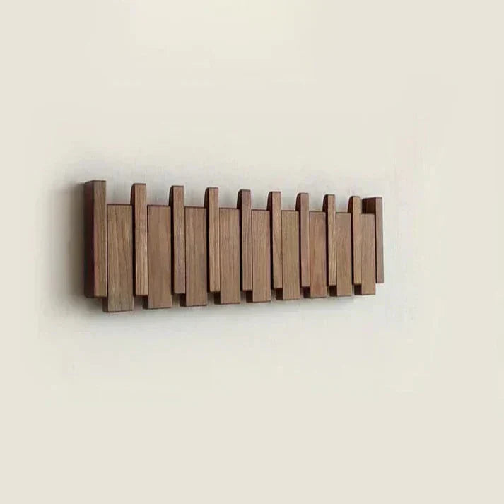 Wooden Coat Rack with Piano Key Design for Entryway and Hallway Storage