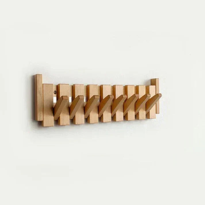 Wooden Coat Rack with Piano Key Design for Entryway and Hallway Storage