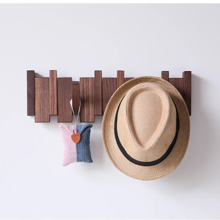 Wooden Coat Rack with Piano Key Design for Entryway and Hallway Storage