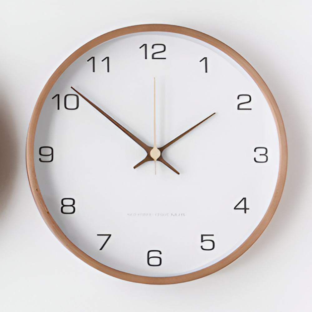 Nordic Wooden Wall Clock with Quartz Movement for Living Room and Bedroom