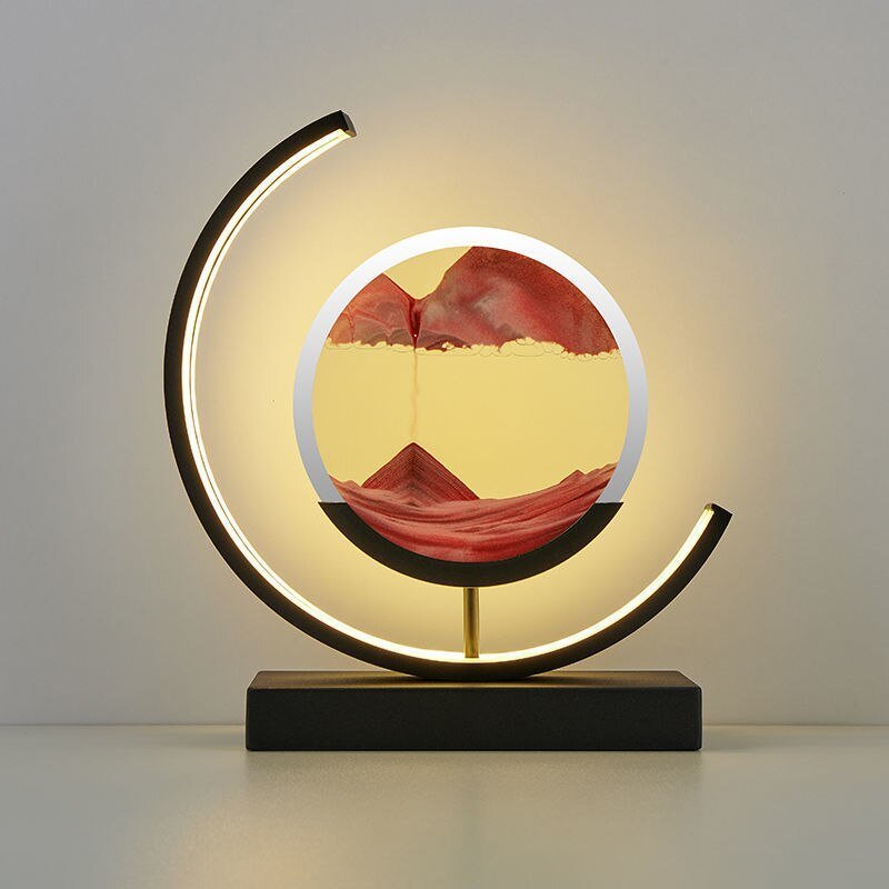 LED Table Lamp with 360° Rotating Sand Art for Bedroom and Living Room