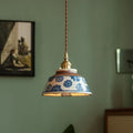 Hand-Painted Ceramic Pendant Light with Unique Floral Design for Dining Room and Kitchen