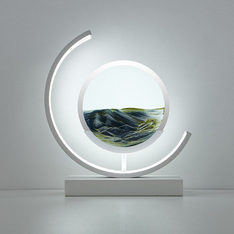 LED Table Lamp with 360° Rotating Sand Art for Bedroom and Living Room
