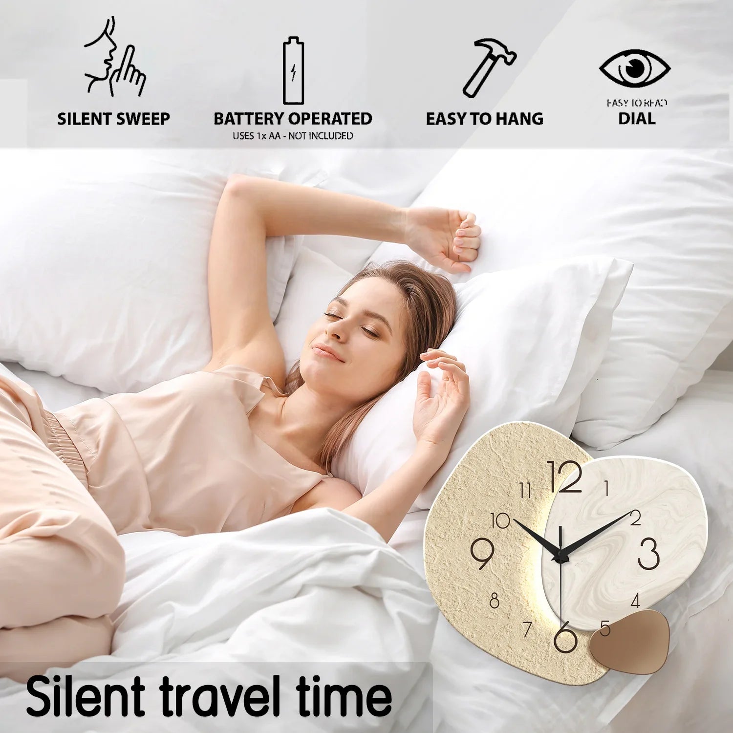 Modern Silent Wall Clock with Quartz Movement for Living Room and Office