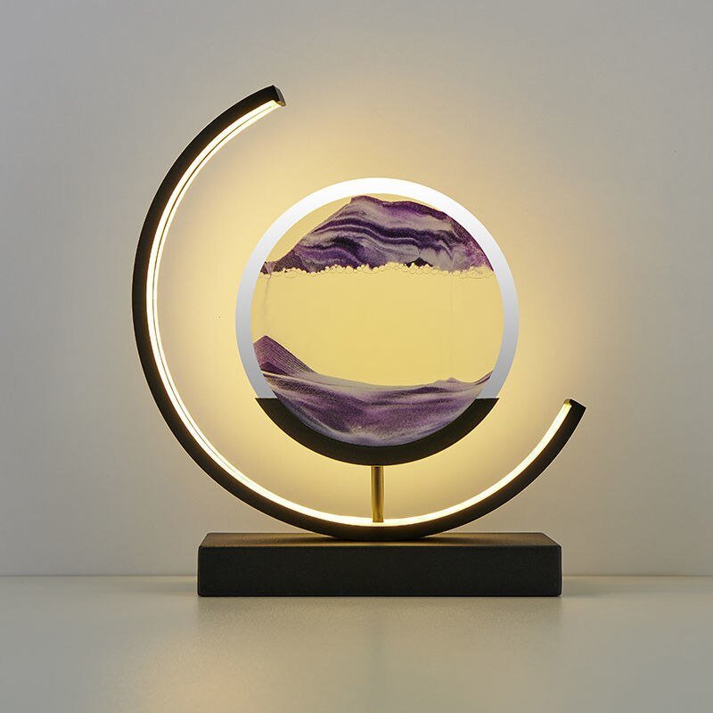 LED Table Lamp with 360° Rotating Sand Art for Bedroom and Living Room